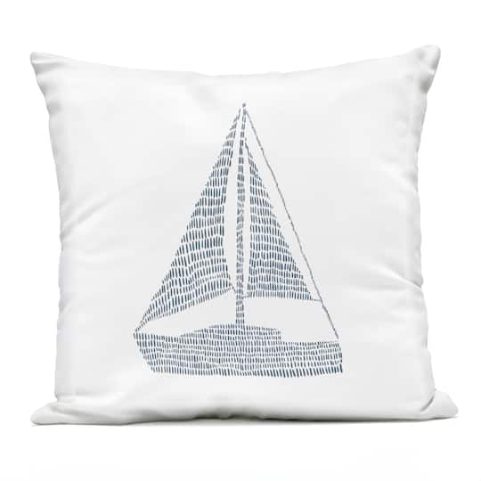 Stupell Industries 18" x 18" Minimal Sail Boat Outdoor Print Throw Pillow